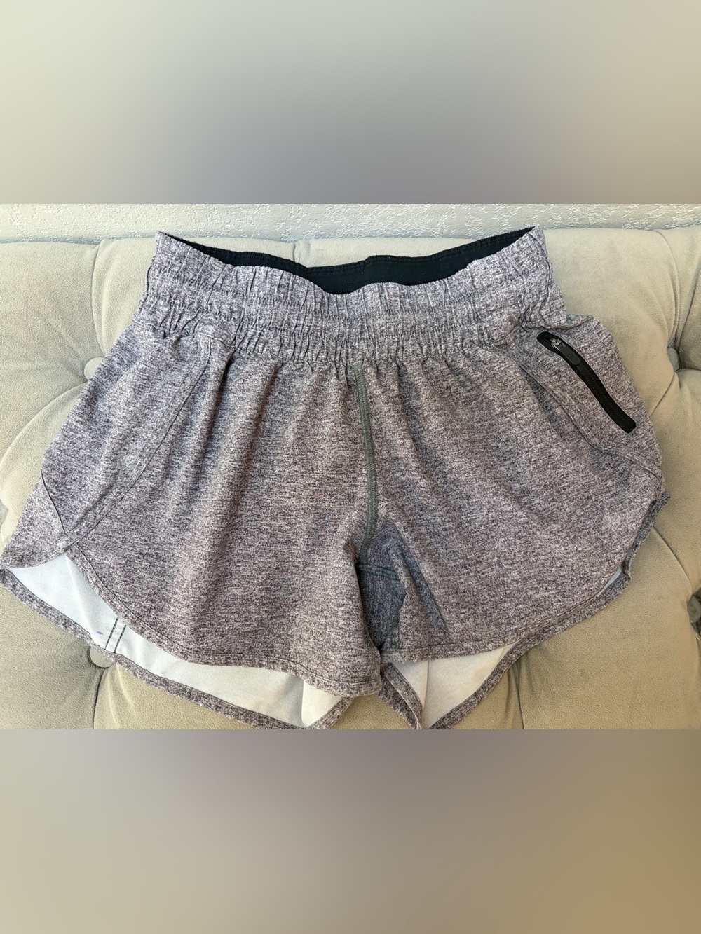 lululemon athletica Heather Gray Athletic Shorts with Zipper Pocket